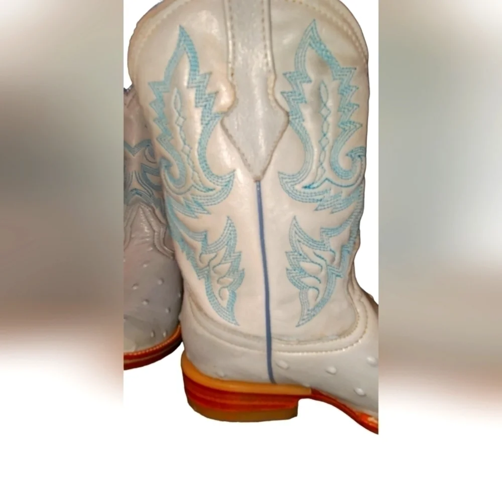 Faux Ostrich Cowboy Boots with hand nailed soles  NWOT